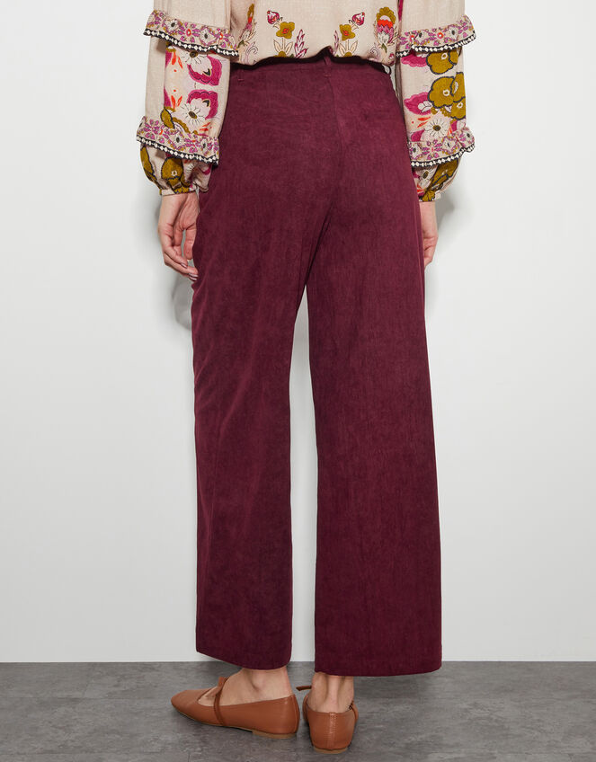 Samira Corduroy Wide Leg Trousers, Red (BURGUNDY), large