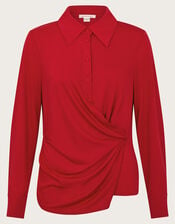 Dalia Drape Jersey Shirt, Red (RED), large