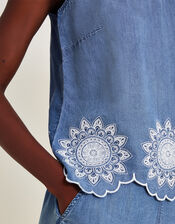 Talia Embroidered Top, Blue (DENIM BLUE), large