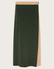 Nellie Two-Tone Knit Skirt, Green (KHAKI), large