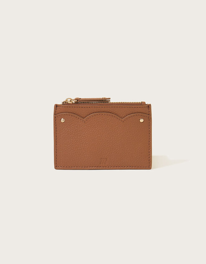 Scallop Leather Card Holder, Tan (TAN), large