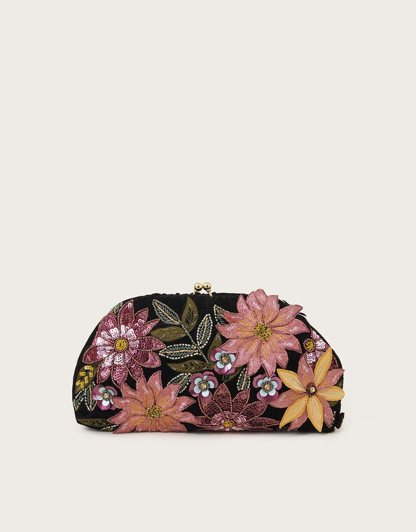 Flo Floral Embellished Clutch Bag, , large