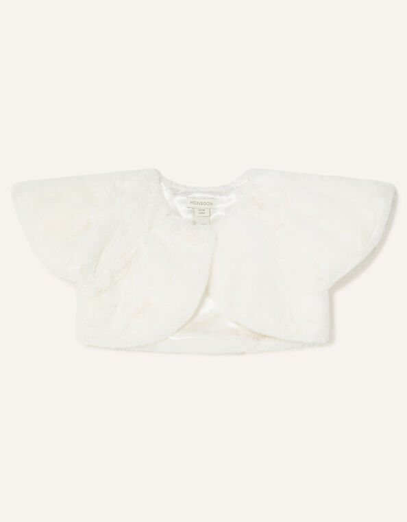 Baby Faux Fur Shrug, Ivory (IVORY), large