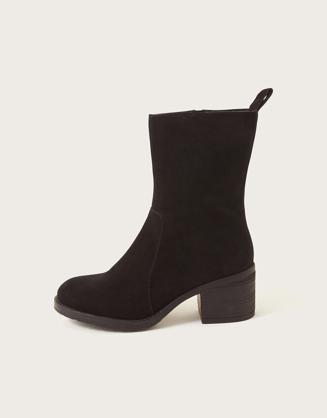 Suede Heeled Ankle Boots, Black (BLACK), large