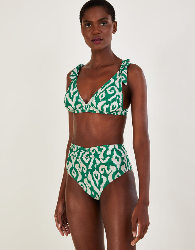 Striped Bikini with Green Tight Bottom - High Waist – Mocca Beach