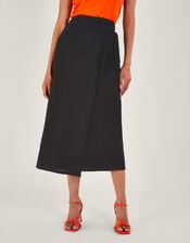 Winnie Wrap Midi Skirt, Black (BLACK), large