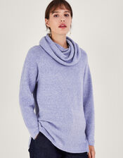 Monica Cowl Neck Jumper, Blue (BLUE), large