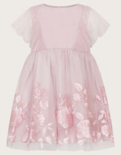 Baby Dahlia Floral Embroidered Dress, Pink (PALE PINK), large