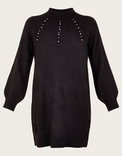 Pearl Detail Dress, Black (BLACK), large