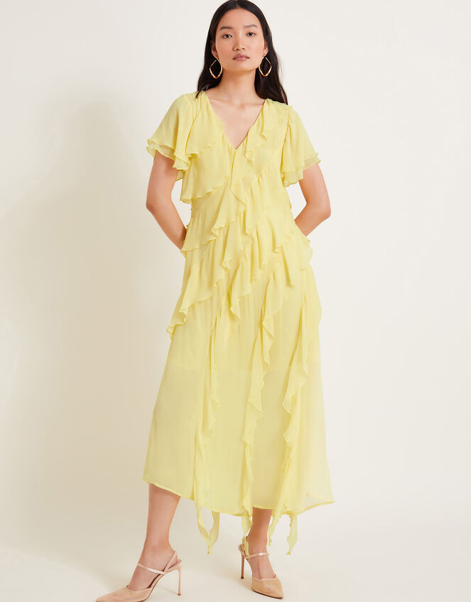 Renata Ruffle Maxi Dress, Yellow (YELLOW), large