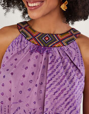 Rabari Embroidered Halter Cami Top, Purple (LILAC), large