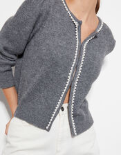 Pia Pearl Cardigan , Gray (GREY), large