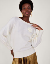 Casey Corsage Jumper, Ivory (IVORY), large