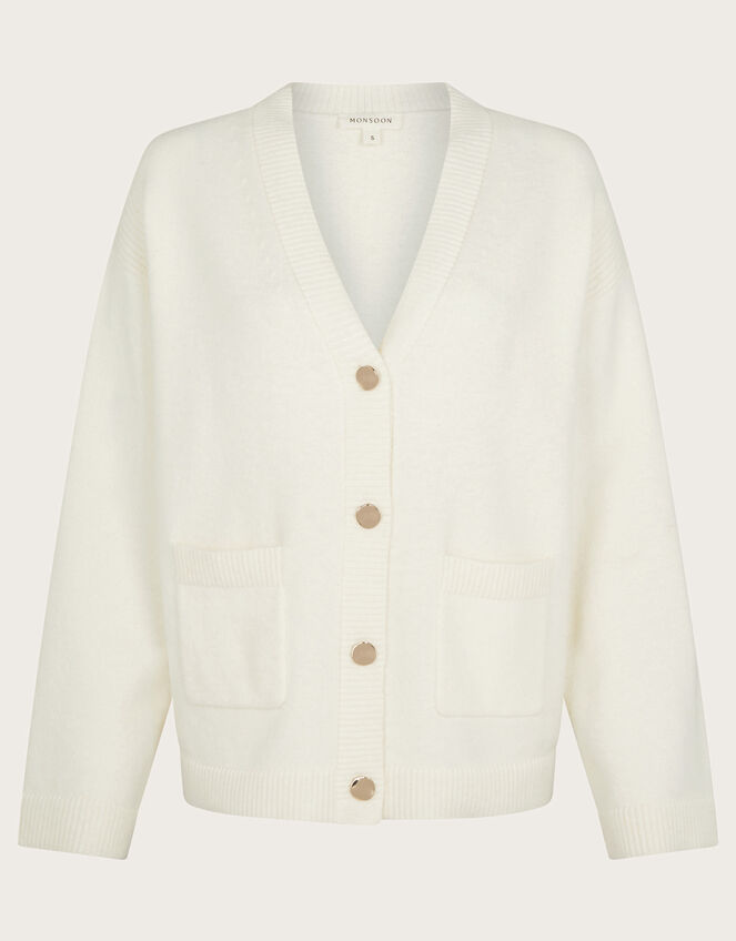 Vicki V-Neck Cardigan, Cream (CREAM), large