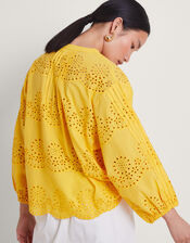 Serena Broderie Top, Yellow (YELLOW), large