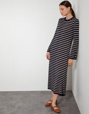 Shaw Stripe Midi Sweater Dress, Blue (NAVY), large