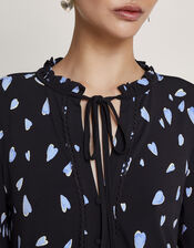 Hetty Heart Print Top, Black (BLACK), large