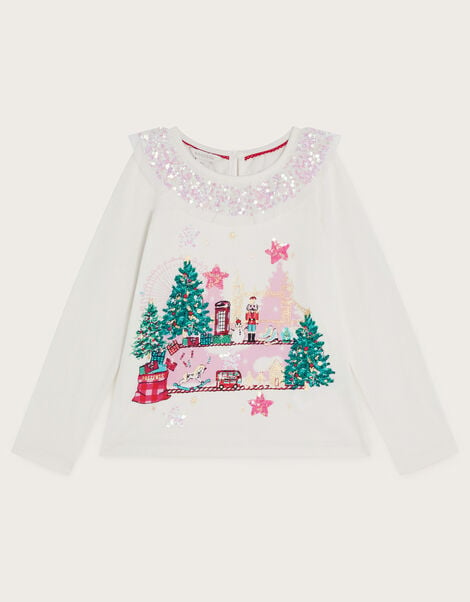 Long Sleeve Christmas In London Top, Ivory (IVORY), large