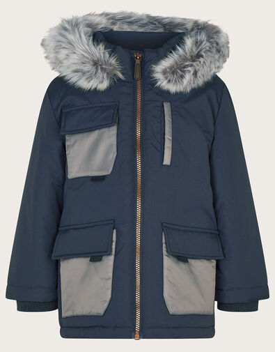 Parka Pocket Coat, Blue (NAVY), large