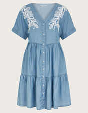 Lace Embroidered Dress, Blue (DENIM BLUE), large