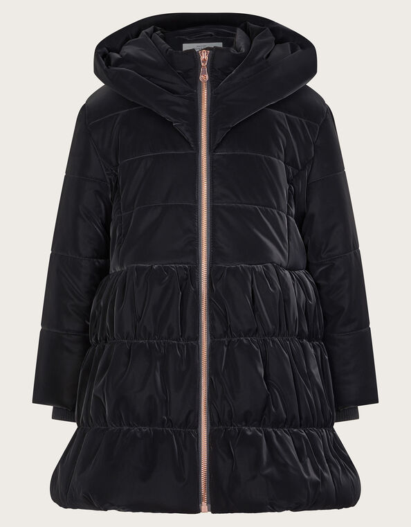 Super-Soft Tiered Coat, Black (BLACK), large