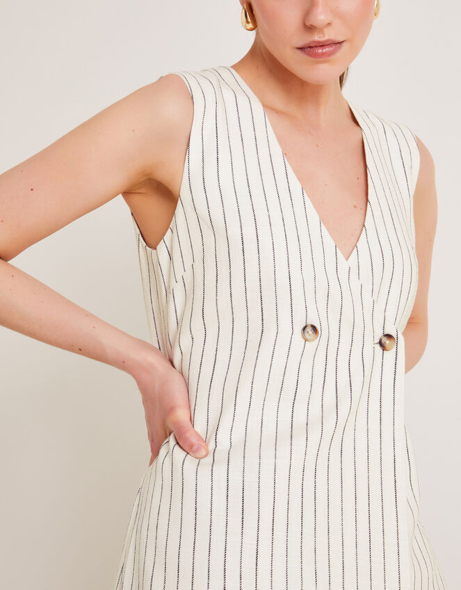 Sara Linen Blend Stripe Waistcoat, Ivory (IVORY), large