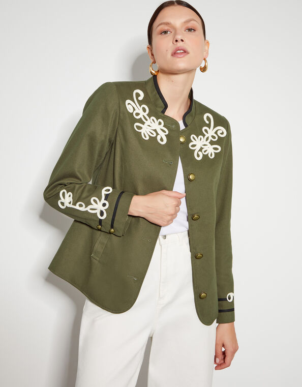 Eden Cornelli Embroidered Jacket, Green (KHAKI), large