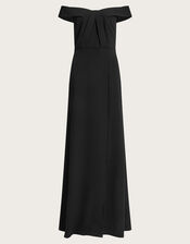 Beatrice Crepe Bardot Maxi Dress, Black (BLACK), large