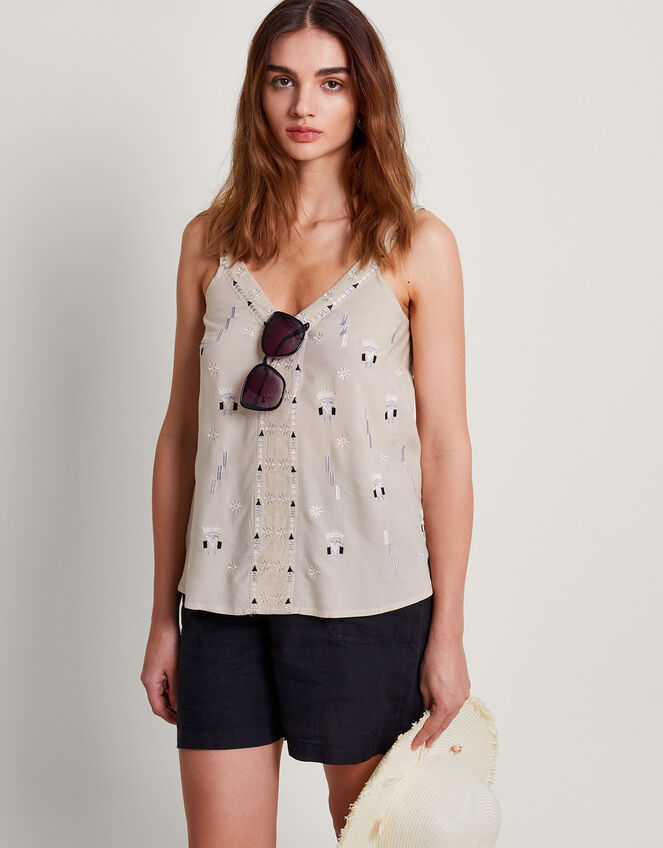 Monsoon Embroidered Cami Top - Ivory