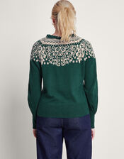 Hope Fair Isle Cardigan, Green (GREEN), large