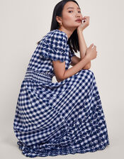 Nyla Gingham Dress, Blue (NAVY), large