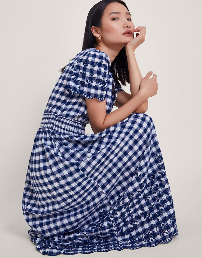 Nyla Gingham Dress, Blue (NAVY), large