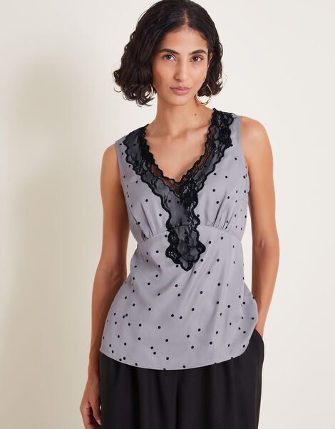 Clea Lacy Spot Cami Top, Silver (SILVER), large