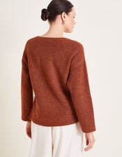 Luci Longline Jumper, Brown (BROWN), large