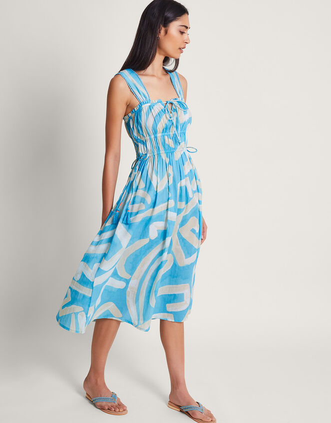 Demi Abstract Print Sundress, Blue (BLUE), large