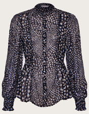 Hollis Metallic Spot Blouse with Sustainable Viscose , Black (BLACK), large