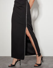 Tia Asymmetrical Jersey Maxi Dress, Black (BLACK), large