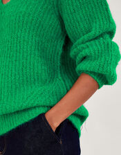 V-Neck Sweater, Green (GREEN), large
