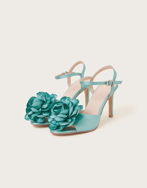 Corsage Satin Stilettos , Blue (TURQUOISE), large