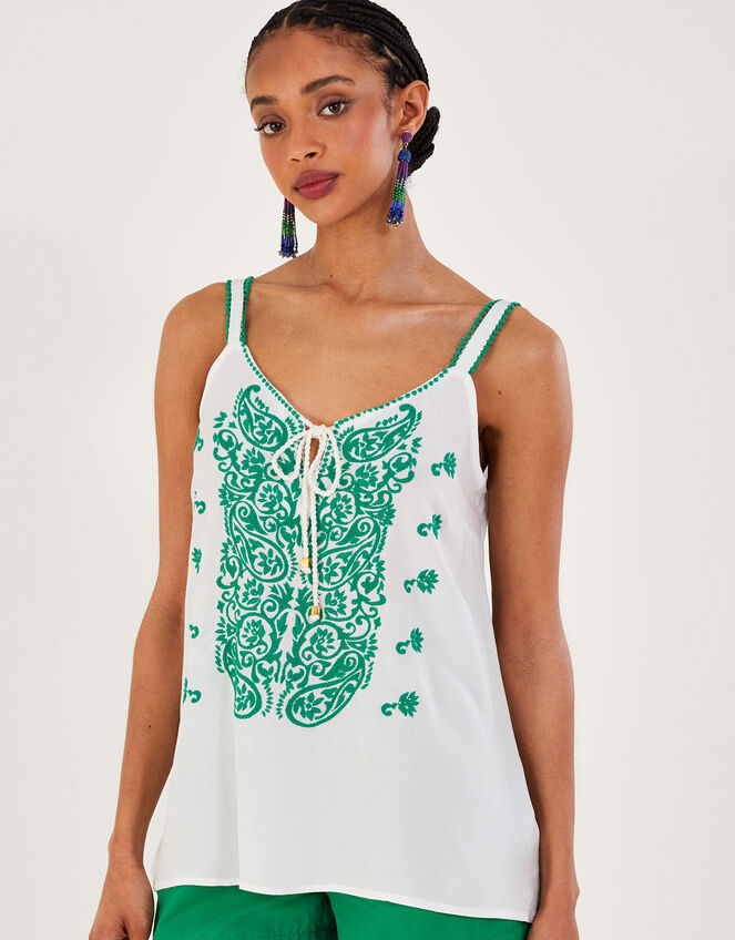 Embroidered Cami Top Green