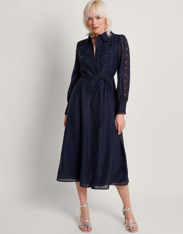 Abi Lace Shirt Dress, Blue (NAVY), large