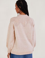 Pattern Neck Sweater, Pink (PINK), large