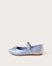 Diamante Bow Ballerina Flats, Blue (BLUE), large