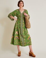 Mollie Printed Midi Dress, Green (GREEN), large