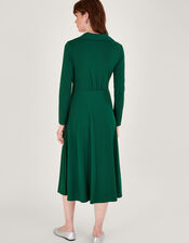 Collared Jersey Dress, Green (GREEN), large