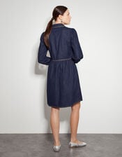 Adeena Denim Mini Shirt Dress, Blue (INDIGO), large