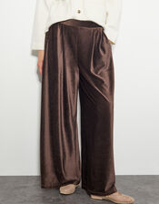 Shay Rib Velour Wide Leg Pants, Brown (CHOCOLATE), large