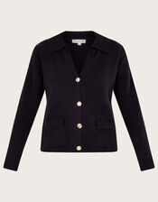 V-Neck Cardigan, Black (BLACK), large