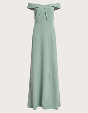 Beatrice Crepe Bardot Maxi Dress, Green (SAGE), large