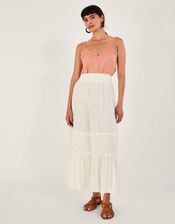 Tiered Metallic Beach Skirt, White (WHITE), large